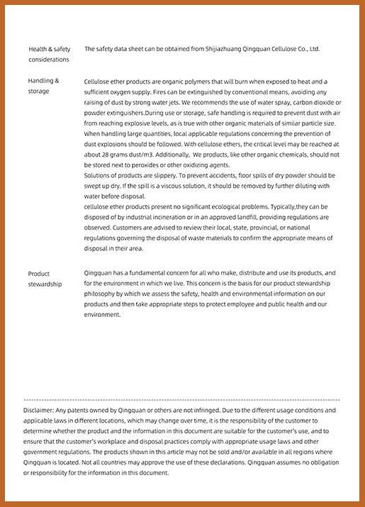 HPMC Technical Data Sheet – Gypsum Grade, High Water Retention - QingQuan